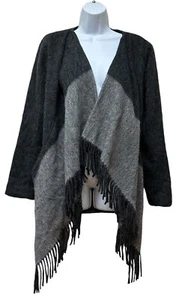 Poncho Cárdigan Andina Peruana Mezcla Lana Alpaca Flecos Suéter M Perú NUEVO - Imagen 1 de 9