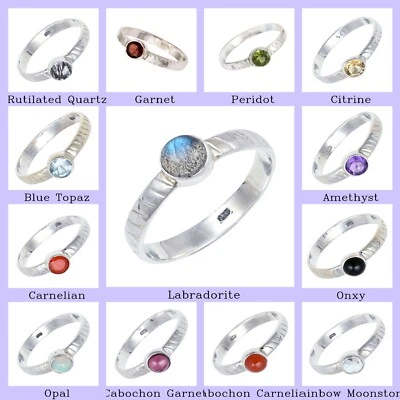 Gift For Her 925 Sterling Silver Natural Labradorite Gemstone Jewelry Band Ring - Image 1 of 4