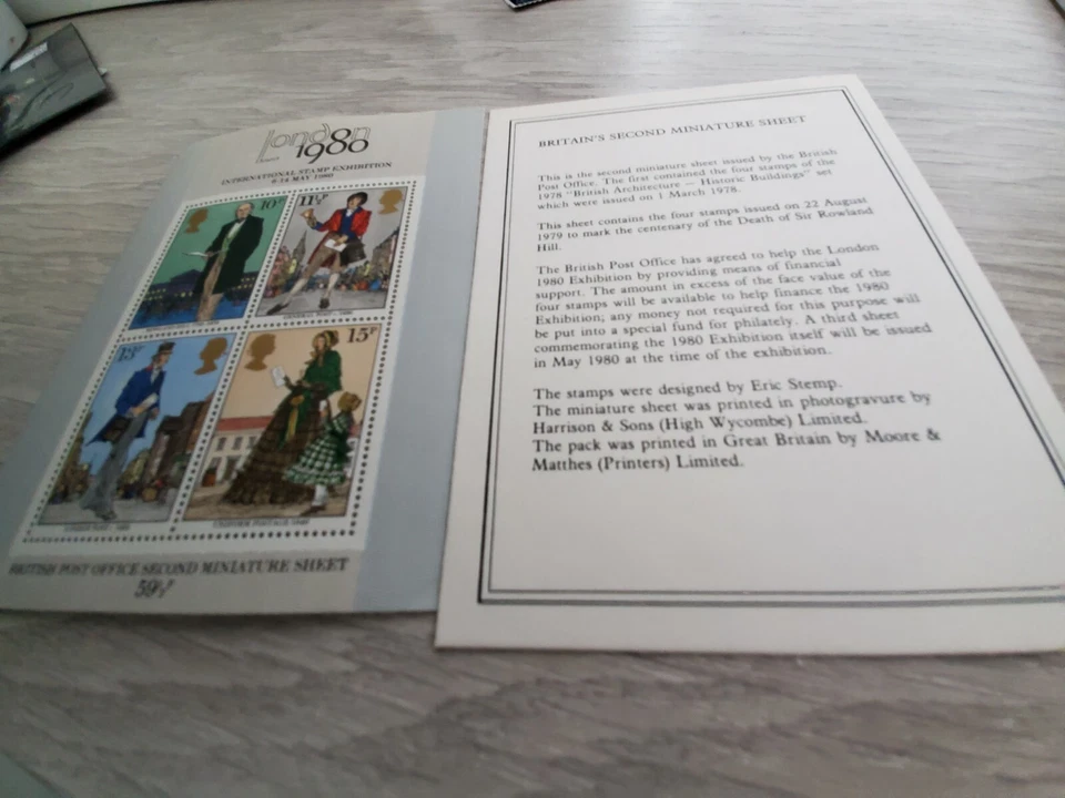Great Britain 1979 Second Miniature Stamp Sheet Rowland Hill London 1980 MNH  - Image 1 of 1