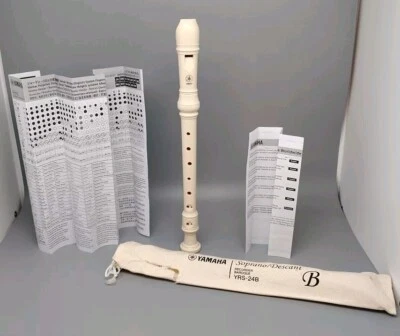 New Cream Color Yamaha Soprano /Descant Recorder W/Case(Torn) & Music Note sheet - Image 1 of 4