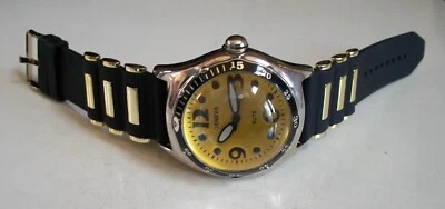 Men's Silver Finish Black Gold Silicone Band Fashion Dressy Hip Hop Watch - Image 1 of 4