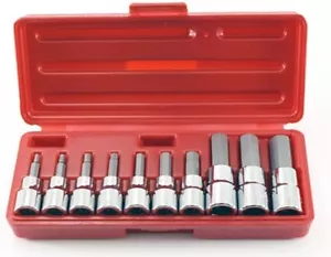 10 pcs Hex Bit Socket 3/8" & 1/2" Drive Standard SAE Allen Bit Sockets Set - Foto 1 di 1