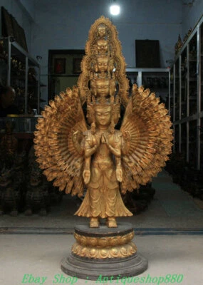 Estatua de la Diosa Avalokiteshvara de bronce púrpura dorado 1000 brazos de China antigua de 50" Foto 1 de 4