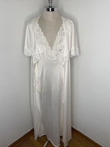 Vintage Lily of France weiße Spitze Dessous Kleid Nachthemd Robe Peignoir Set M - Bild 1 von 13