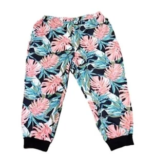 Agnes Orinda Mujer Negro Tropical Joggers Con Bolsillos, Plus 1X - Imagen 1 de 8