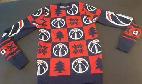 Washington Wizards Basketball NBA Ugly Christmas Holiday Sweater Red Mens Small Cover