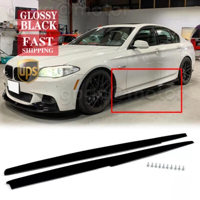For BMW F10 5 Series 528i 535i 550i M5 11-2016 Glossy Black Side Skirt Extension - Image 1 of 4
