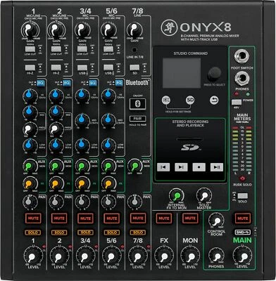 Mackie ONYX8 8-Channel Analog Mixer w/ Multi-Track USB/3-Band EQ+Bluetooth - Image 1 of 4