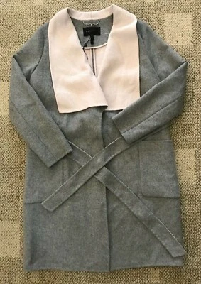 BCBG Maxazria Long Coat Wrap Chanel Grey/Pink M Wool Blend $298 Women's Size M - Image 1 of 4