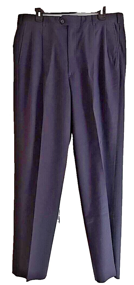 Calça social masculina de lã vintage Embassy Square Anderson pequena EUA 36X32 azul plissada - Imagem 1 de 4