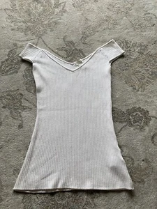 Hm Womens White Off The Sleeves Knit Top Size Medium - Picture 1 of 5