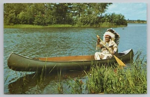 Indianerhäuptling in vollen Regalien gekleidet Postkarte - Bild 1 von 2