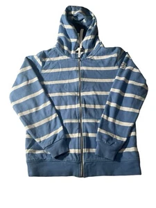 Womens Lazy Jacks Medium Full Zip Blue Striped Hoodie - Picture 1 of 9