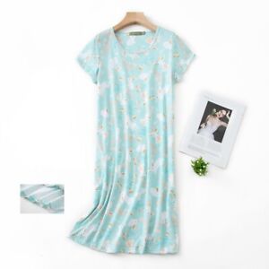 Women Nightgown Sleepwear Pajamas Short Sleeve Sleep Dress Nightshirt Nightdres