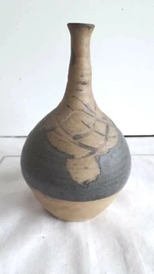 Vintage Stoneware Two Tone Pottery Bulbous Vase - Picture 1 of 6