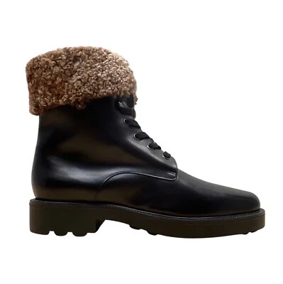 Stephane Kelian Women’s Black Noir Leather & Fur Trim Winter Boots Sz 8.5 - Image 1 of 4
