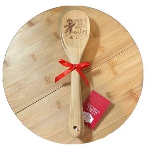 Holiday Time Etched Wooden Bamboo Kitchen Spoon and Spork Set w/ Sayings New - Picture 1 of 9