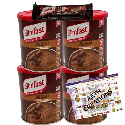 Meal Replacement Slim Fast Shake Powder - Chocolate 4x 10 Servings (total 40) - Image 1 of 4
