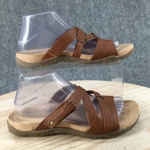 Wear Ever Sandals Womens 8.5 M Hoda Strappy Slide Brown Faux Leather Slip On - Picture 1 of 15