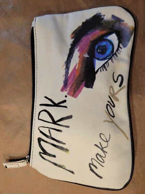 Bolso sin asas de maquillaje cosmético Avon Mark cremallera para ojos lona "Haz tuyo" moda nuevo en paquete Foto 1 de 3
