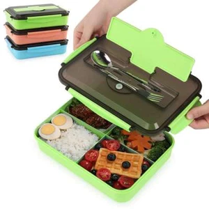 1400ml Bento Lunch Box Food Storage Container with Spoon Fork For Adults Kids - Picture 1 of 16