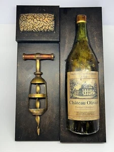 Wine Bottle Glass Corkscrew Wall Art Metal Frame Decor 16"x 10" - Picture 1 of 5