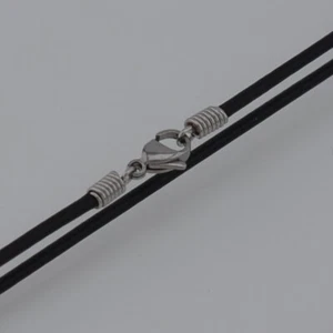 Lederband Lederkette Halskette Karabiner Edelstahl schwarz natur braun 10816 - Bild 1 von 4