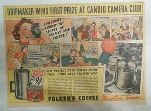 Folger's Coffee Ad: First Prize at Candid Camera Club ! 1930's 11 x 15 Inch - Picture 1 of 1