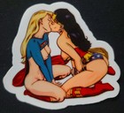 WONDER WOMAN STICKER "WONDER KISS" 3 1/2 X 3 1/4" SUPER GIRL GLOSSY