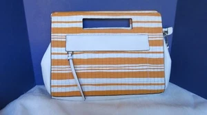 Coach Purse Tote Orange and White striped Zipper closure - Picture 1 of 4