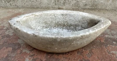 Antigua olla de molienda de hierbas de piedra de mármol blanco tallada a mano rara mortero Kharal Foto 1 de 4