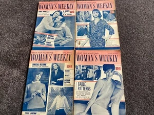 VINTAGE WOMAN’S WEEKLY X 4 1965 KNITTING COOKING SCRAPBOOKING CARDS COLLAGING - Picture 1 of 15