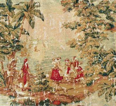 Drapery Upholstery Fabric Preshrunk Fabric Protected Toile - Vintage Linen #137 - Image 1 of 4