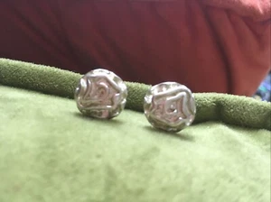 Ohrstecker Silber Rose Blume Schmetterlingsrücken groß 1 cm - Bild 1 von 7