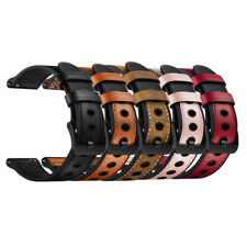 20mm 22mm Quick Release Genuine Leather and Rubber Hybrid Wrist Watch Band Strap