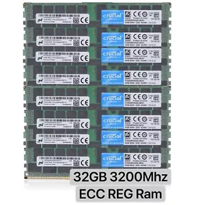 Crucial 256GB 8X32GB DDR4 3200MHz ECC Registered Server Memory Ram CT32G4RFD432A - Picture 1 of 1