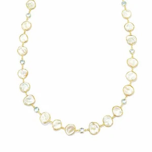 Joyería Meher 35.5" 12 x 10mm Perla Keshi Cultivada y Topacio Azul Cuello - Imagen 1 de 4