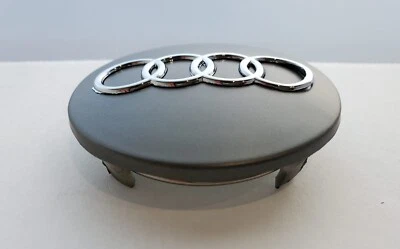 Set of 4 Gray Audi Wheel Center Cap Chrome Logo 60 MM - A3,A4,A6,A8,TT,Q7 Foto 1 de 3