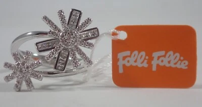 ANILLO FOLLI FOLLIE PLATA ESTERLINA 925 DOBLE ESTRELLA FLOR CIRCONITA TALLA 7 Foto 1 de 4