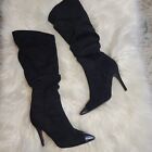 Faux Suede Knee High Boots Side Zip Size 6.5