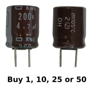 KME 4.7uf 4.7ufd 200V Volt 105 Degree Hi Temp Electrolytic Radial Capacitor - Picture 1 of 6