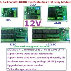 1PCS 12VDC 1/2/4/8/12 canali DI-DO Modbus RTU RS485 modulo relè - Foto 1 di 22