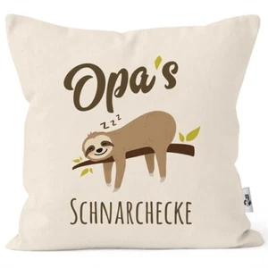 Kissen-Bezug Spruch Opa's Oma's Mama's Papa's Schnarchecke Faultier Print - Bild 1 von 22