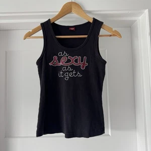Vintage Y2K As Sexy As It Gets Tanktop mit Strassverzierung Gr. S/M Frech - Bild 1 von 7