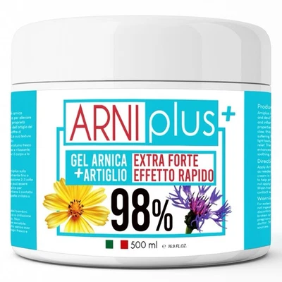 ARNIplus Arnica per cavalli uso umano 500ml Con VITAMINA C arnica gel forte 98% - Immagine 1 di 4