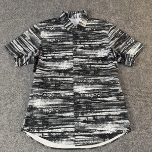Lululemon Shirt Mens Large Black White Button Up Short Sleeve Performance - Picture 1 of 10