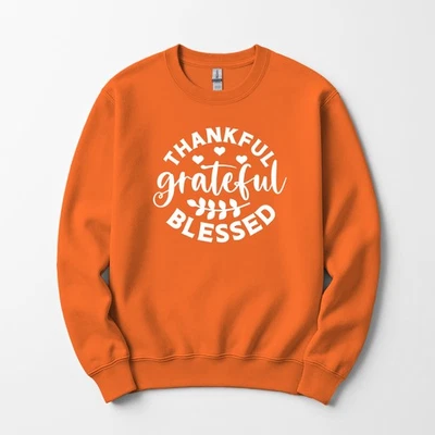 Sudadera Thankful Grateful Blessed cuello redondo unisex hombres mujeres fe religiosa Foto 1 de 4