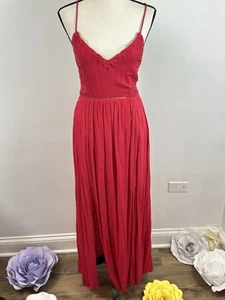 LUSH Spaghetti Straps Backless Maxi Dress Bright Berry Medium - Picture 1 of 8