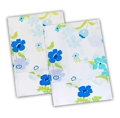 Fundas de almohada estándar de mediados de siglo Sears, vintage, blancas con estampado floral, 1 par Foto 1 de 3