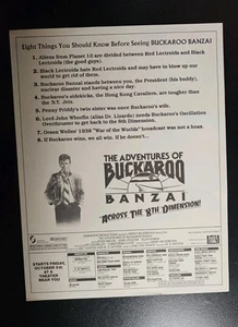 THE ADVENTURES OF BUCKAROO BANZAI Kinostart Flyer / Selten! Peter Weller - Bild 1 von 1